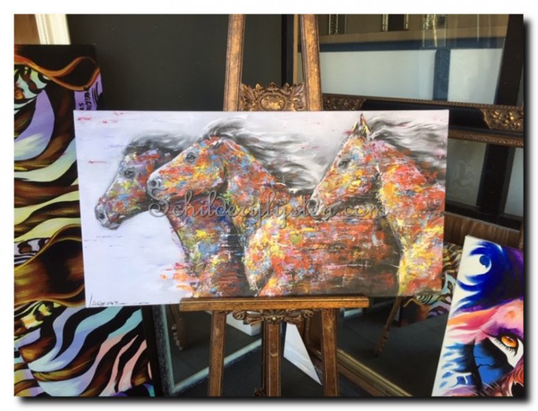 Canvas print paarden opgespannen