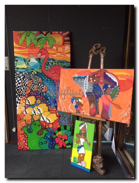 Schilderij uit Curaçao opgespannen