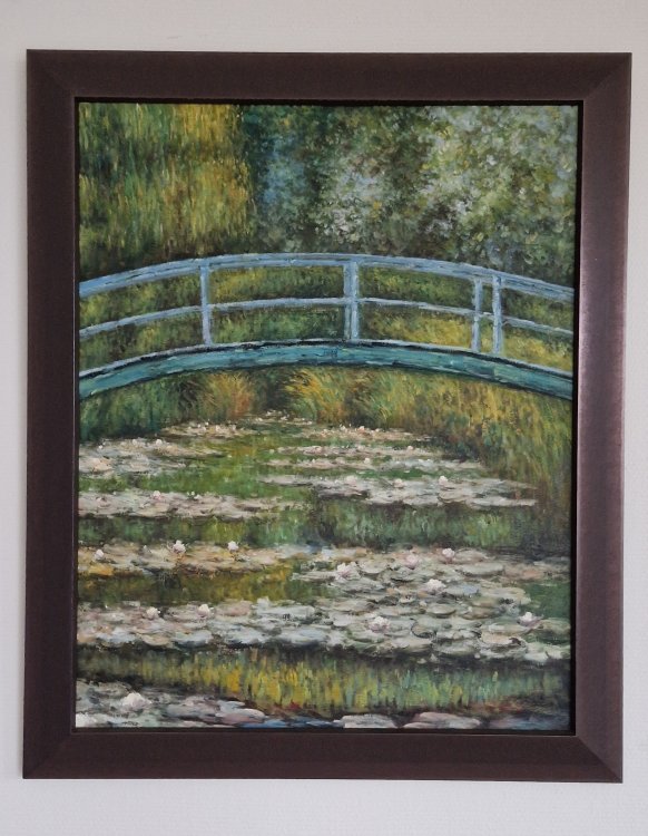 Bridge over a pond of Waterlilies