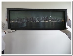 30x90cm schilderij met lijst 00002 schilderij sky line New York