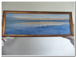 30x90cm schilderij met lijst 00004 schilderij kruiend ijs