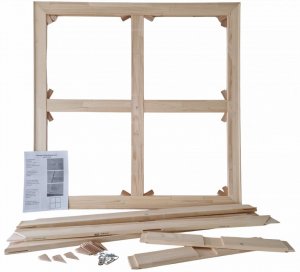 lSpie65 Pakket KRSXXL 200-200 Compleet doe-het-zelfset incl.ophangbeugels voor Breed Spieraam-Spanraam 65mm met kruislatten t/m 200x200cm