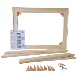 Spie65 Pakket 60-95 Komplettes Do-it-yourself-Set inkl. Aufhängebügel für breiten Keilrahmen 65 mm bis 95 × 95 cm